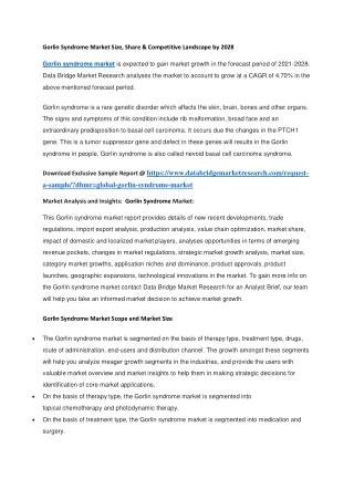Gorlin Syndrome Market Size, Share & Competitive Landscape by 2028