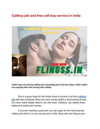 Callboy job and free call boy service in India