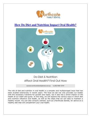 How Do Diet and Nutrition Impact Oral Health?