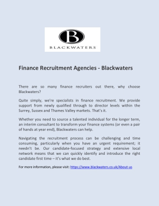 Finance Recruitment Agencies - Blackwaters