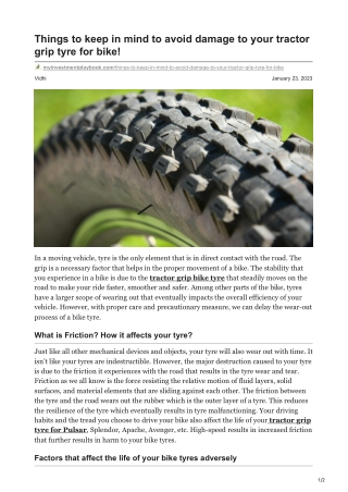 Things to keep in mind to avoid damage to your tractor grip tyre for bike!