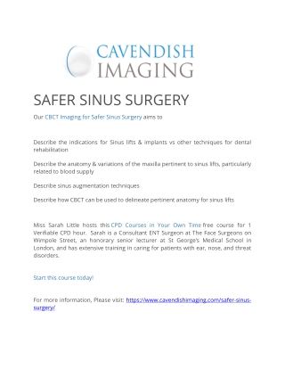 Safer Sinus Surgery - Cavendish Imaging