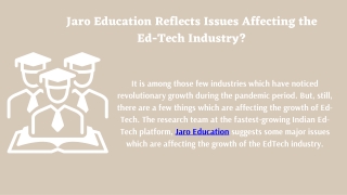 Jaro Education Reflects Issues Affecting the Ed-Tech Industry?