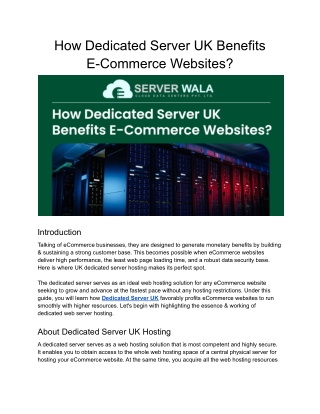 How Dedicated Server UK Benefits E-Commerce Websites_