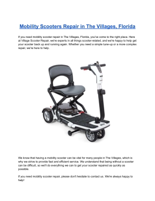 Mobility Scooters Repair in The Villages, Florida