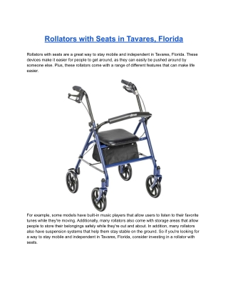 Rollators with Seats in Tavares, Florida