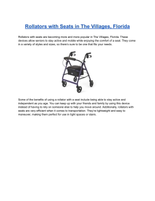 Rollators with Seats in The Villages, Florida