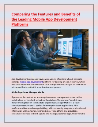 Comparing the Features and Benefits of the Leading Mobile App Development Platforms