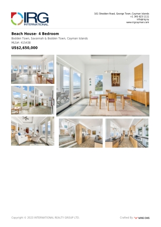 Beach House- 4 Bedroom - IRG Cayman