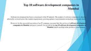 Top 10 software development companies in Mumbai