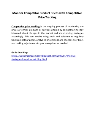 Monitor Competitor Product Prices with Competitive Price Tracking