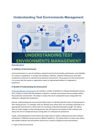 Understanding Test Environments Management