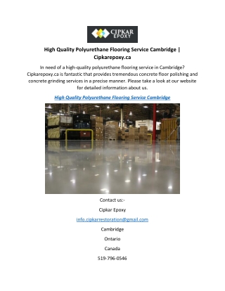 High Quality Polyurethane Flooring Service Cambridge  Cipkarepoxy.ca