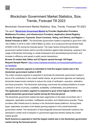 Blockchain Government Market Statistics, Size, Trends, Forecast Till 2023
