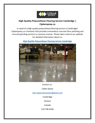 High Quality Polyurethane Flooring Service Cambridge Cipkarepoxy.ca