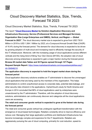 Cloud Discovery Market Statistics, Size, Trends, Forecast Till 2023