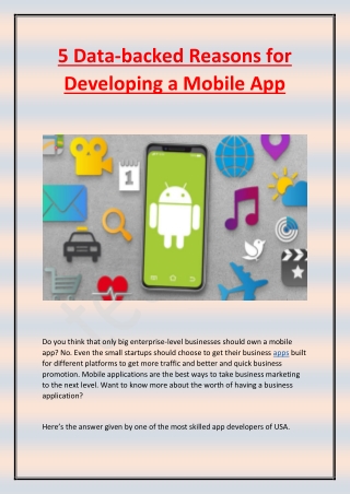 5 Data-backed Reasons for Developing a Mobile App