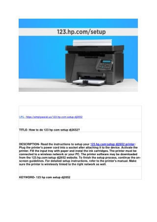 How to do 123 hp com setup dj2652?