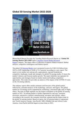 Global 3D Sensing Market 2022-2028