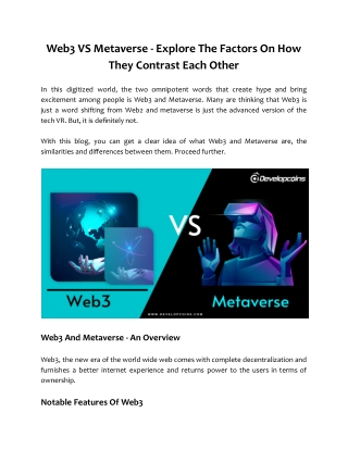Web3 VS Metaverse - Explore The Factors On How They Contrast Each Other