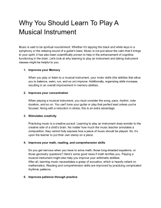 Why You Should Learn To Play A Musical Instrument