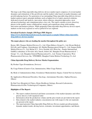 China Injectable Drug Delivery Devices Market