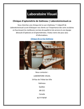 Clinique d'optométrie de Gatineau  Laboratoirevisuel.ca