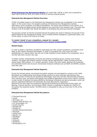 Enterprise Key Management Market- Global Industry Analysis and Forecast (2022-20