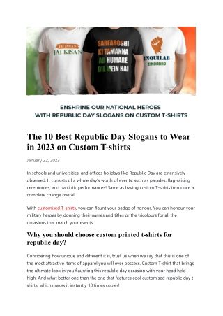 The 10 Best Republic Day Slogans to Wear  in 2023 on Custom T-shirts