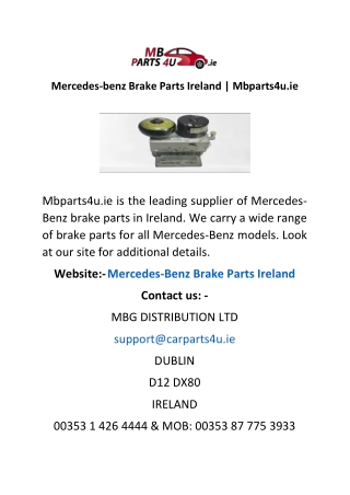 Mercedes-benz Brake Parts Ireland | Mbparts4u.ie