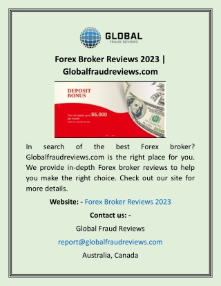 Forex Broker Reviews 2023  Globalfraudreviews