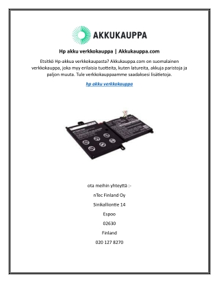 Hp akku verkkokauppa  Akkukauppa.com