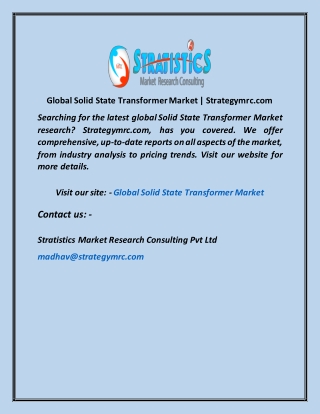 Global Solid State Transformer Market  Strategymrc com
