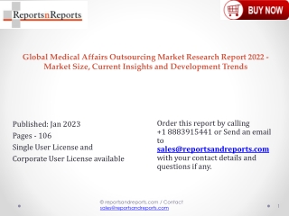 Medical Affairs Outsourcing Market Demand and Share 2023