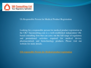 Uk Responsible Person for Medical Product Registration   5aiconsulting.com