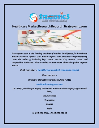 Healthcare Market Research Report  Strategymrc com