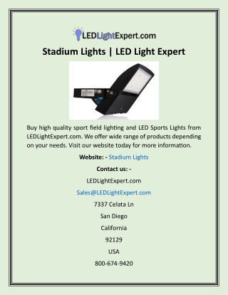 Stadium Lights  LED Light Expert