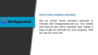 Online Home Valuation Estimates  Getappraisal.com.au