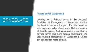 Private Driver Switzerland Driveguard.ch