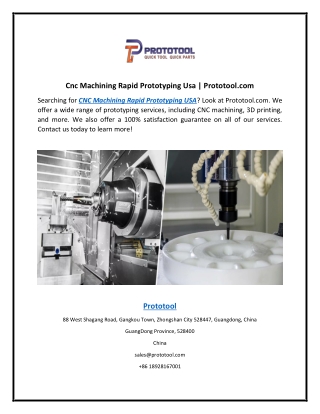 Cnc Machining Rapid Prototyping Usa Prototool