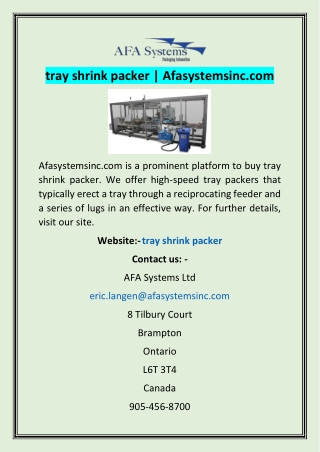 tray shrink packer | Afasystemsinc.com