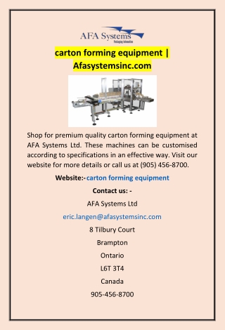 carton forming equipment | Afasystemsinc.com