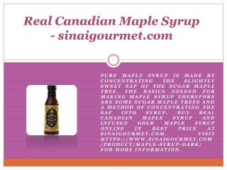 Real Canadian Maple Syrup - sinaigourmet.com
