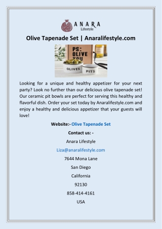 Olive Tapenade Set | Anaralifestyle.com