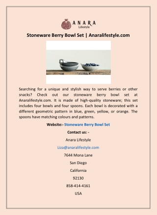 Stoneware Berry Bowl Set | Anaralifestyle.com