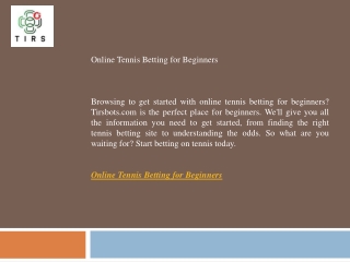 Online Tennis Betting for Beginners   Tirsbots.com