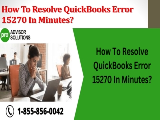 How To Resolve QuickBooks Error 15270 In Minutes
