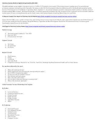 Veterinary Vaccines Market