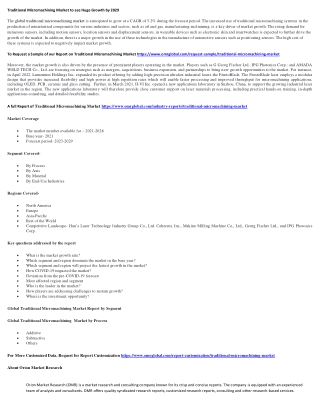 Traditional Micromachining Market