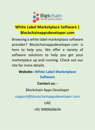 White Label Marketplace Software | Blockchainappsdeveloper.com